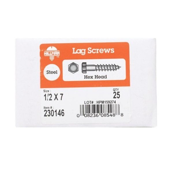 Hex Head Cap Screw, Zinc Plated 7 in L, Hillman, Mfr#: 57246